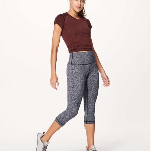 Lululemon Wunder Under Hi-Rise 1/2 Tight *17" Heathered Black - Picture 1 of 10